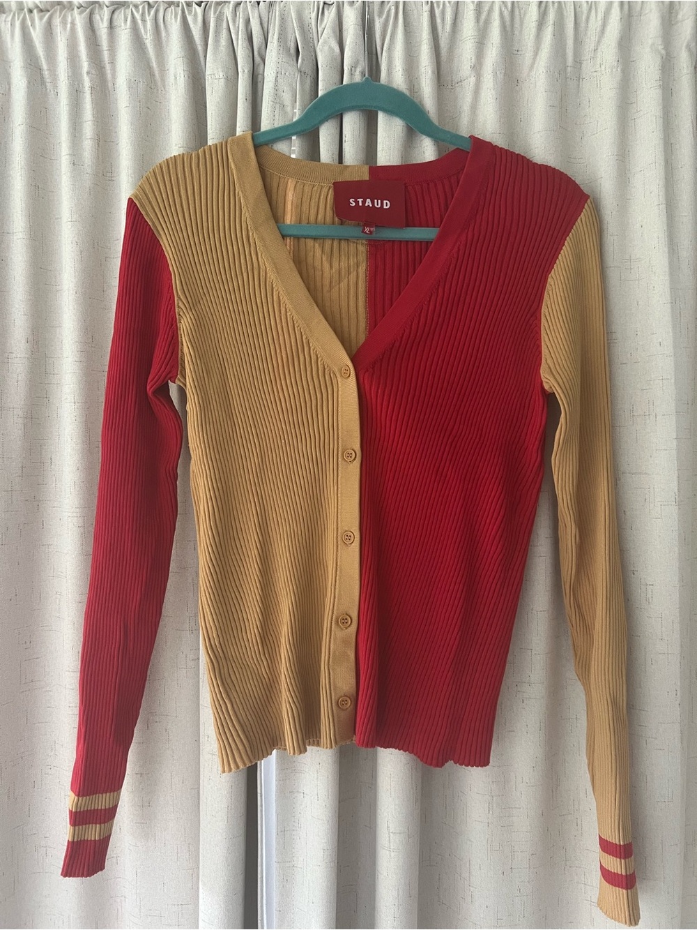 STaud x San Francisco 49ers Colorblock Ribbed Cardigan Size XL